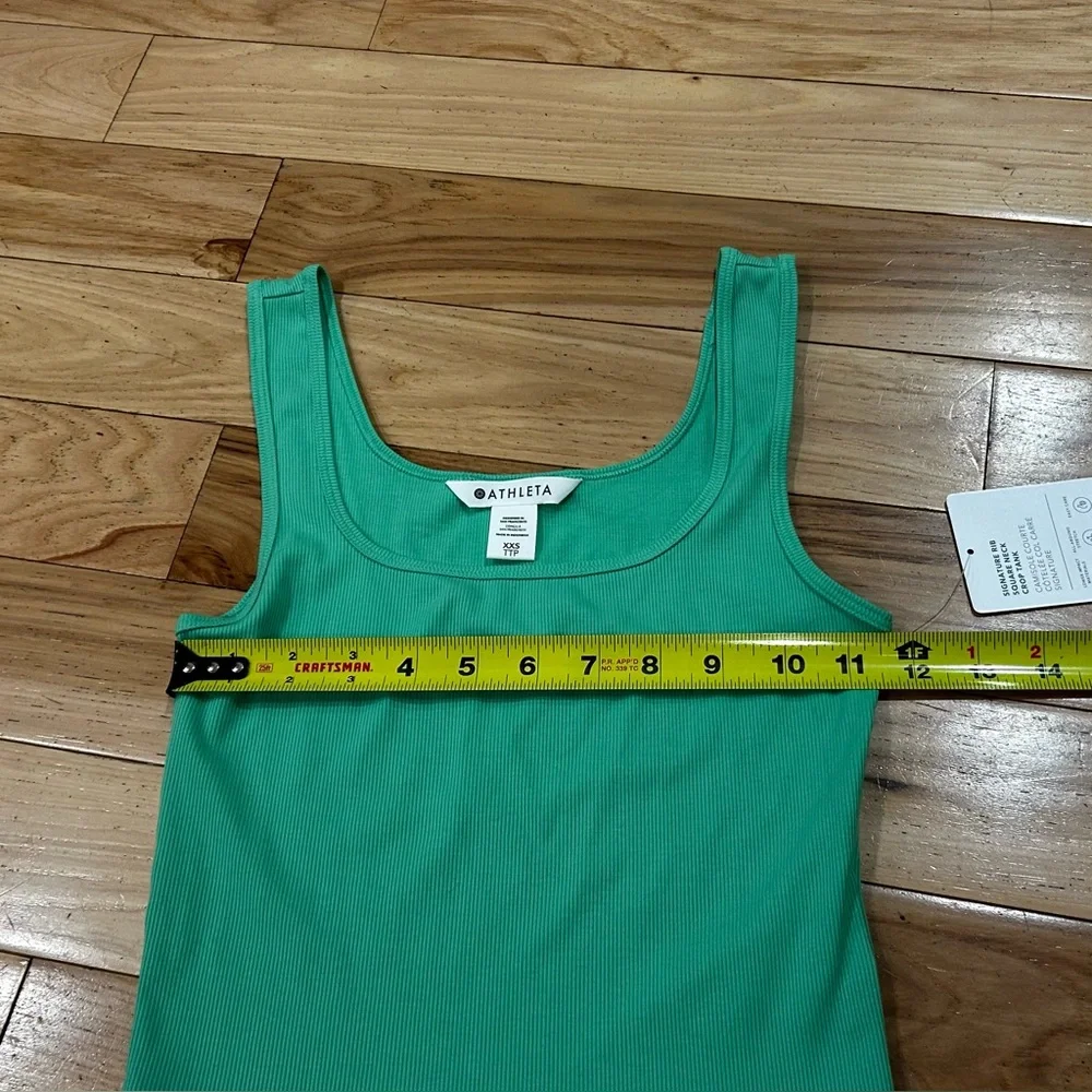 NWT Athleta Signature Rib Square Neck Crop Tank Top Green Shirt - Women’s XXS - Picture 7 of 7